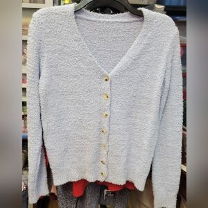 Shein Light Blue Button-Up Sweater Small Size 4